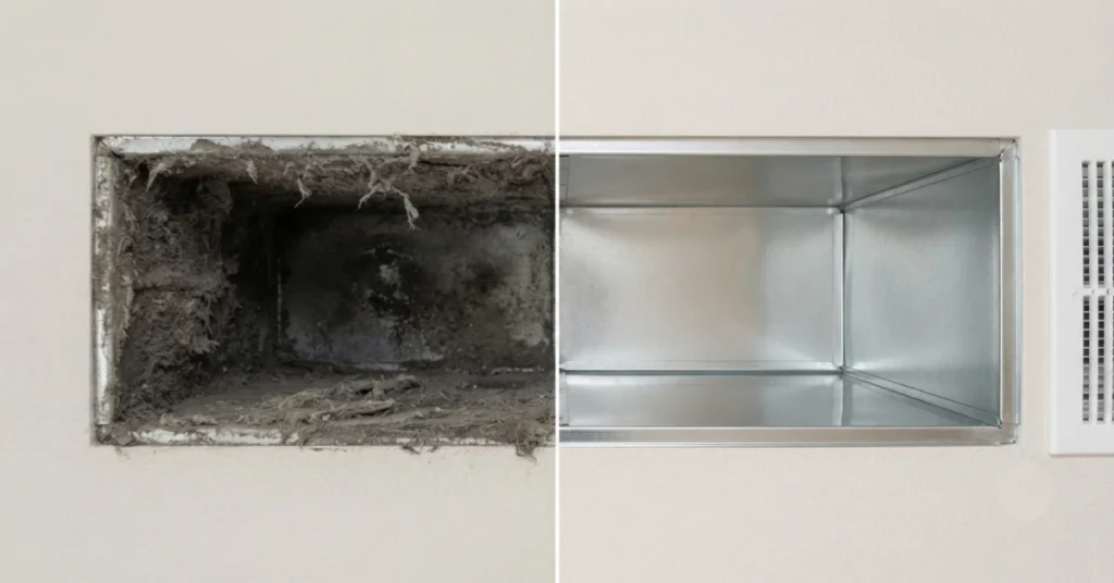 Air duct cleaning before and after